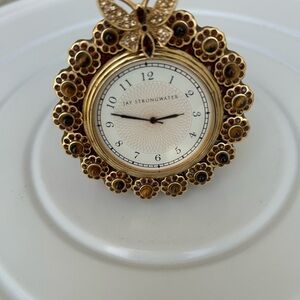 Jay Strongwater Maiti Flower-Edge Clock with Swarovski Crystals